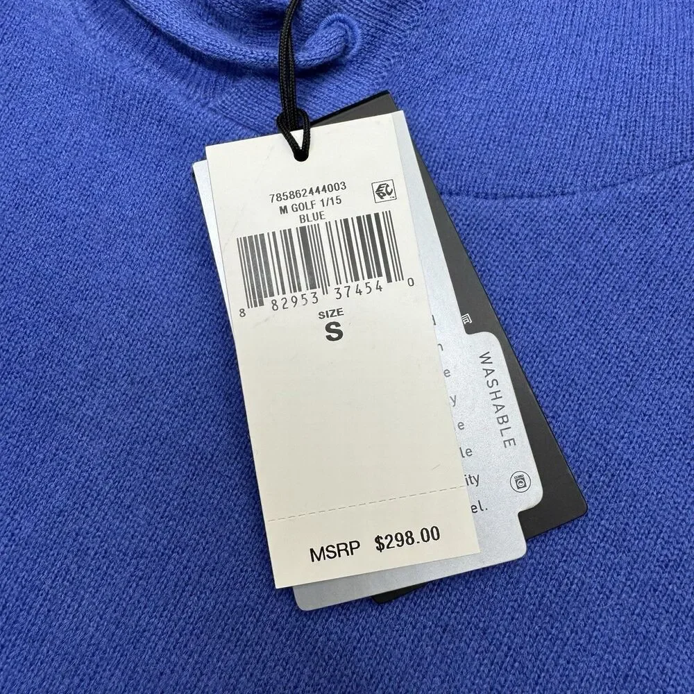 NEW RLX Ralph Lauren Golf 10/15 Washable Cashmere Hooded Sweater Blue SM